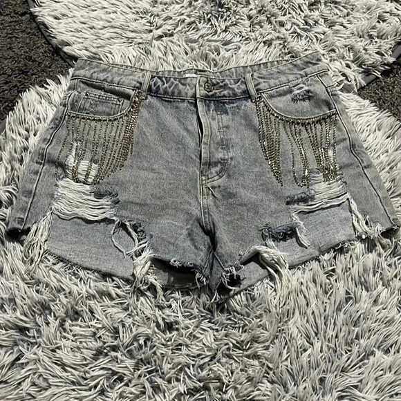 NEW Adika Rhinestone Tassel Shorts Size XL - Picture 1 of 8